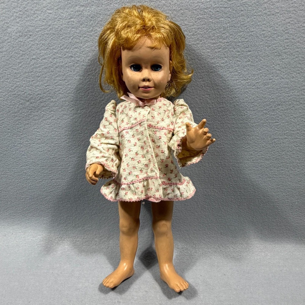 Vintage 1960s Mattel Chatty Cathy Doll 20" Blonde Blue Eyes Pull String Parts